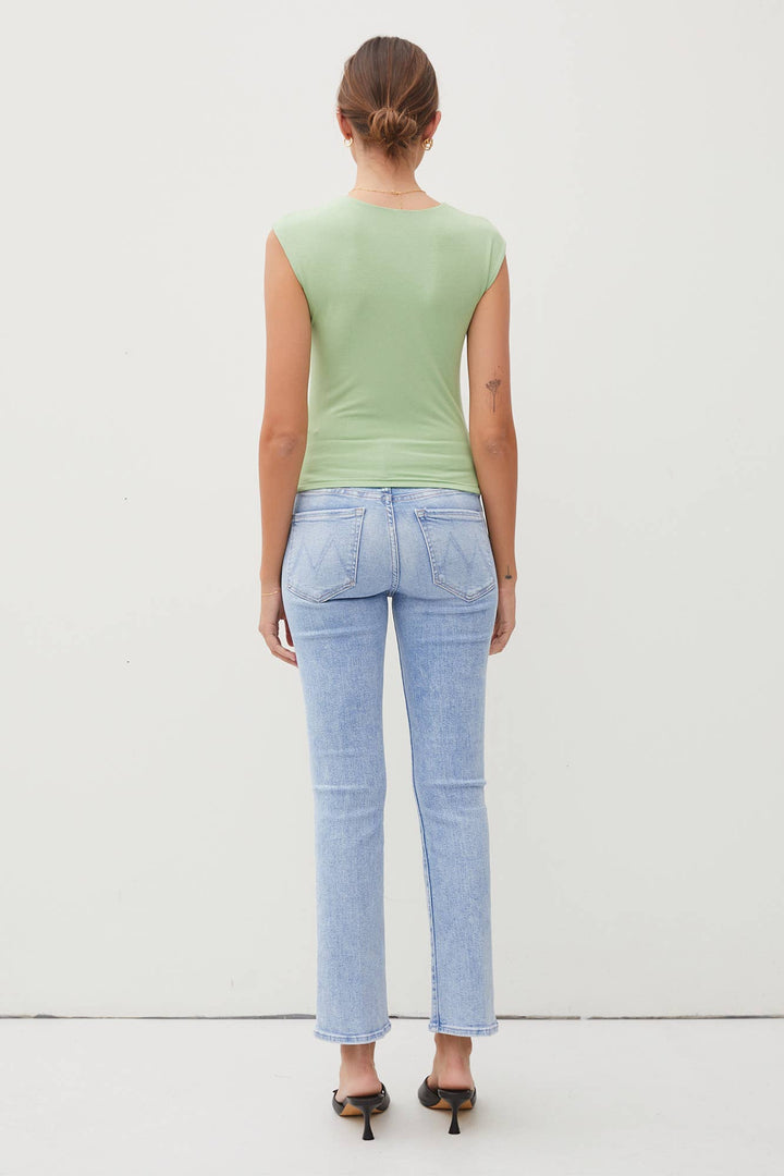 BASIC CAP SLEEVE KNIT TOP: Large / Black