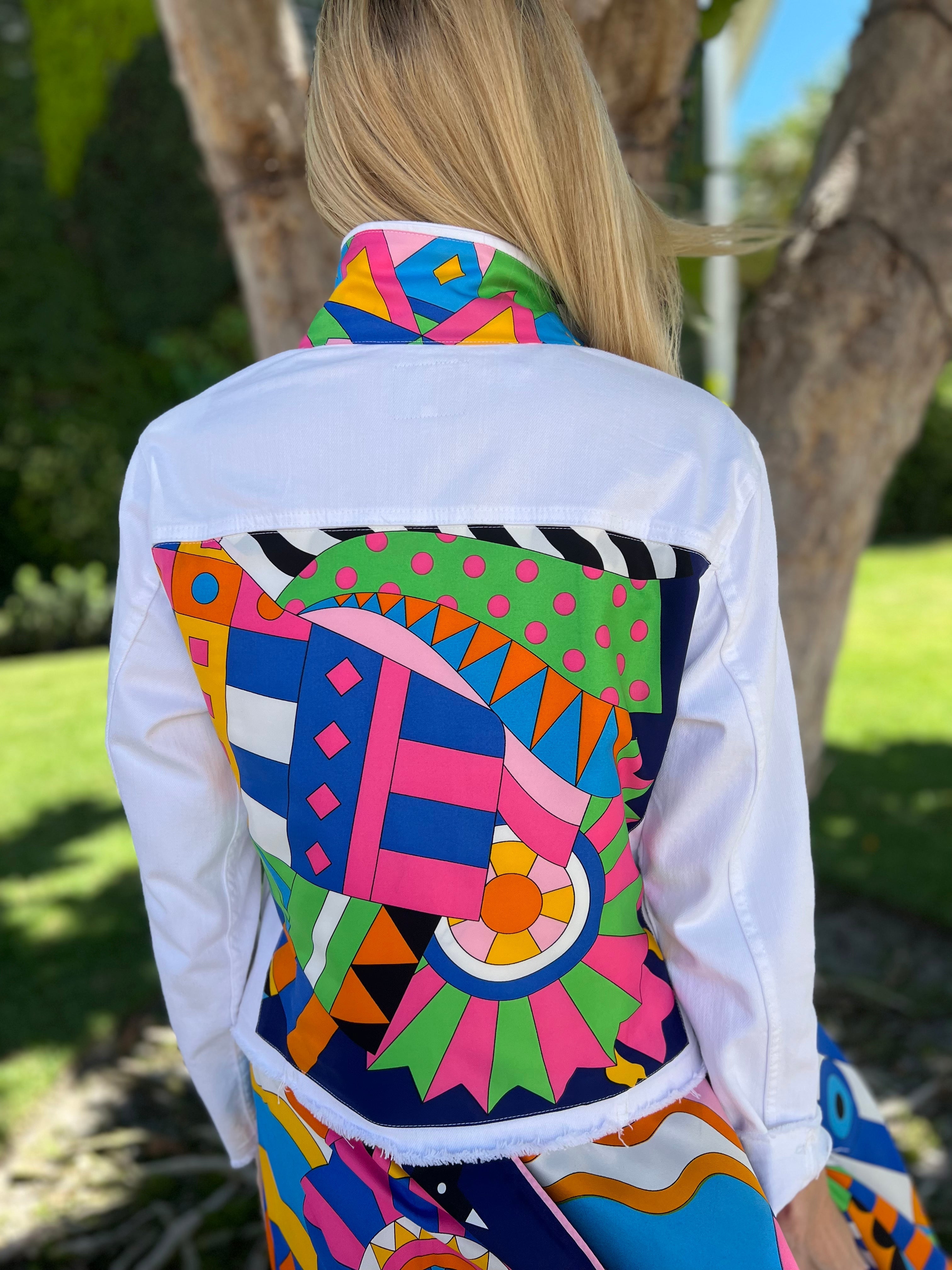 The White Denim Jacket / Blue Pucci