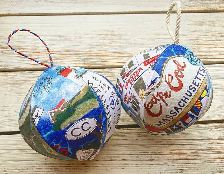 Hand-Drawn Cape Cod Handmade Mini-Globe- Custom Town Sign