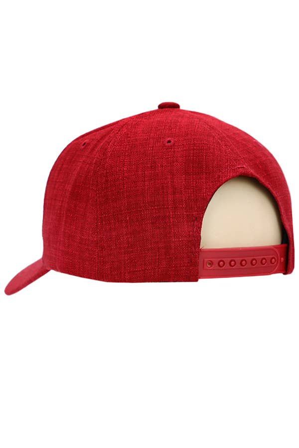 Jute Fabric Six Panel Snap Back Baseball Cap