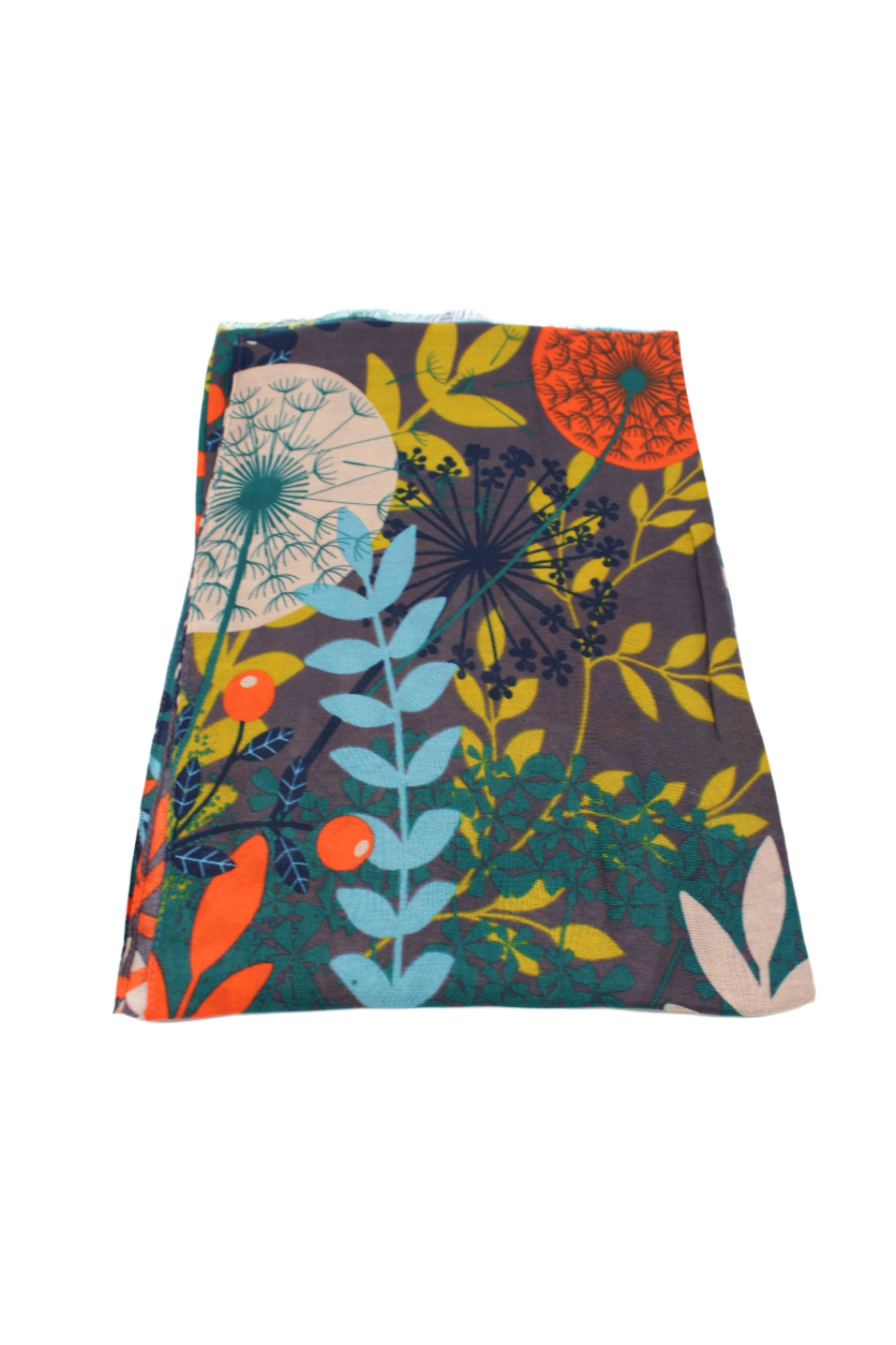 Scarves: Tropical Forest Scarf Wrap: Grey & Teal
