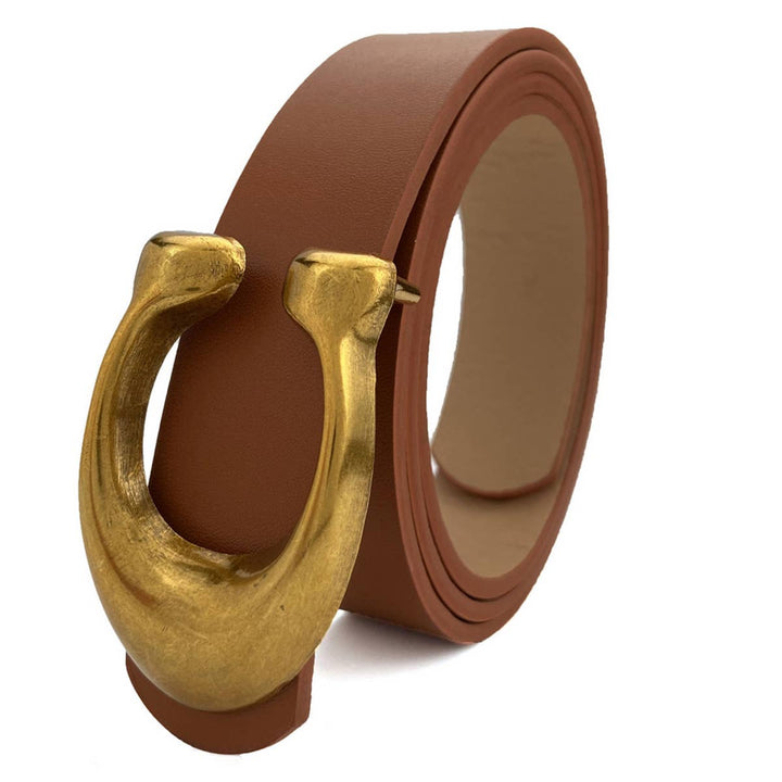 WOMEN FASHION RETRO U-BUCKLE BELT_CWABE0136: Brown / (OS) 1