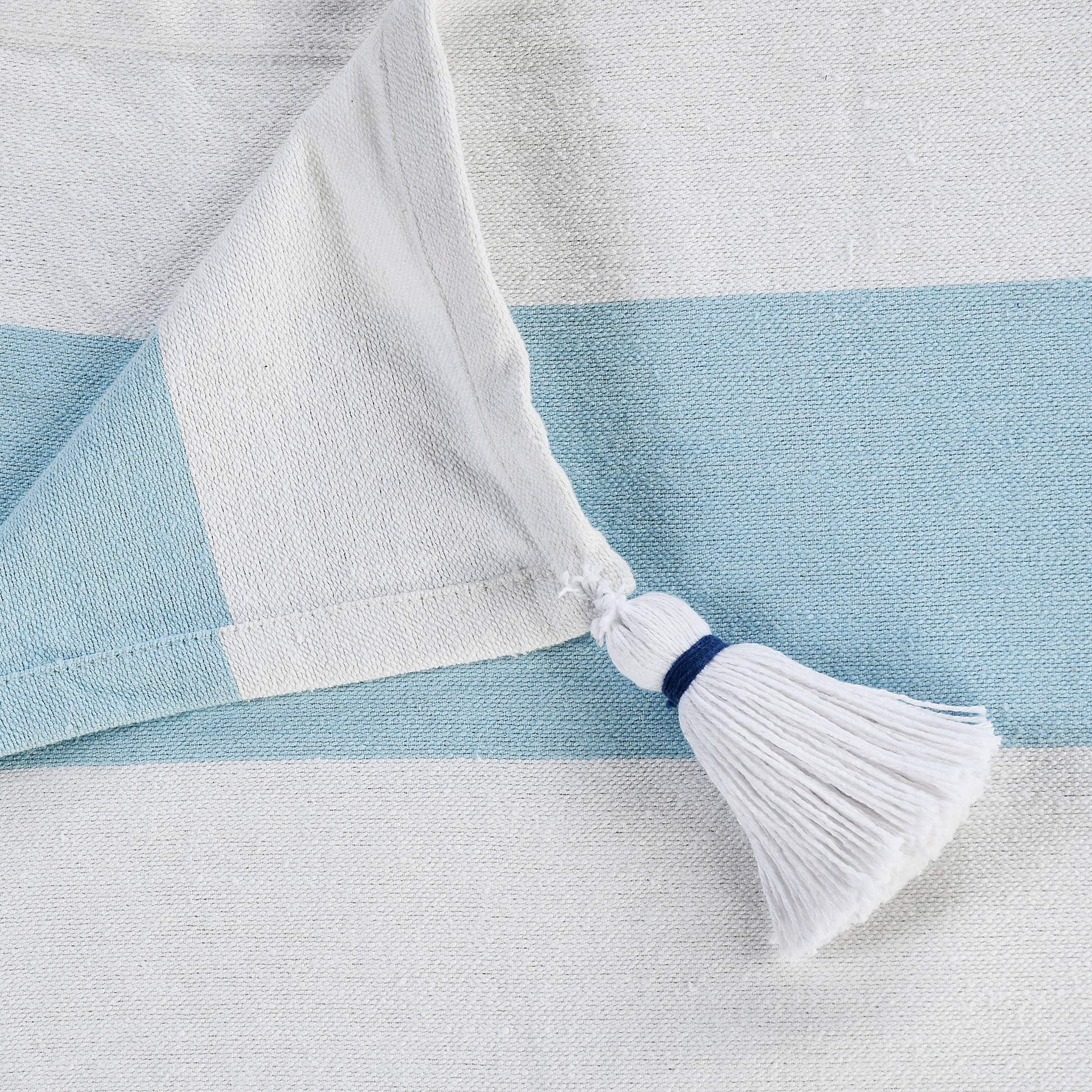 Cabana Striped Throw Blanket with Tassels: Navy Blue