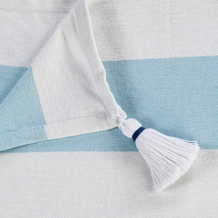 Cabana Striped Throw Blanket with Tassels: Navy Blue