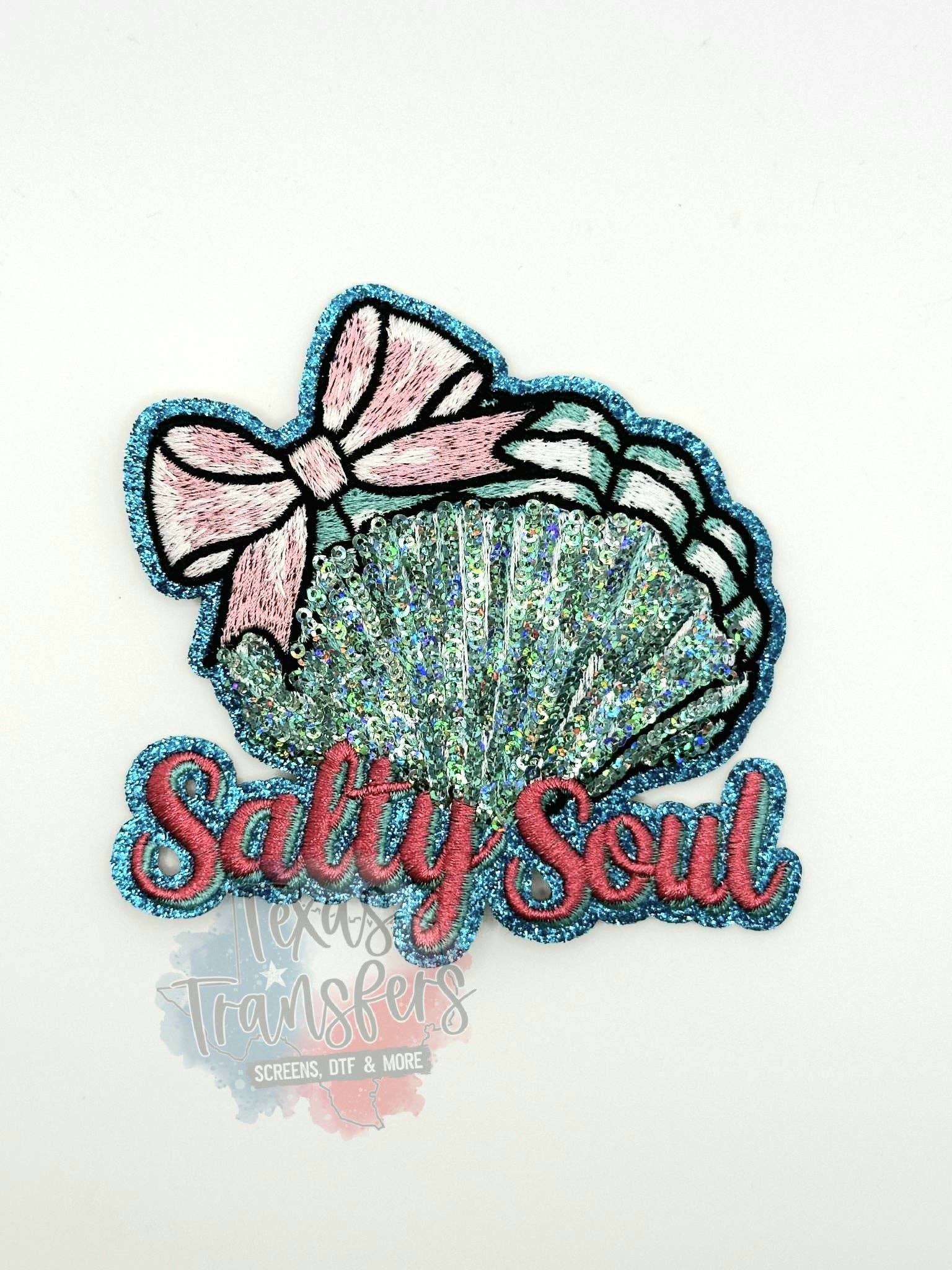 Salty Soul Sequin Bow Iron-On PATCH