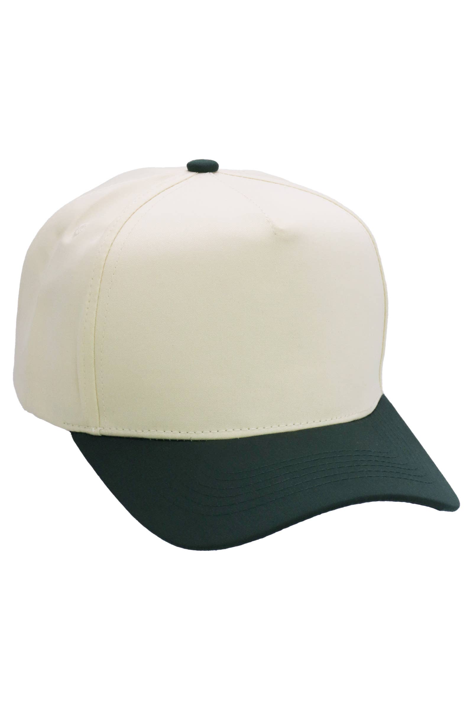 Two Tone Beige Upper Five Panel Baseball Cap: Beige/Black / One Size
