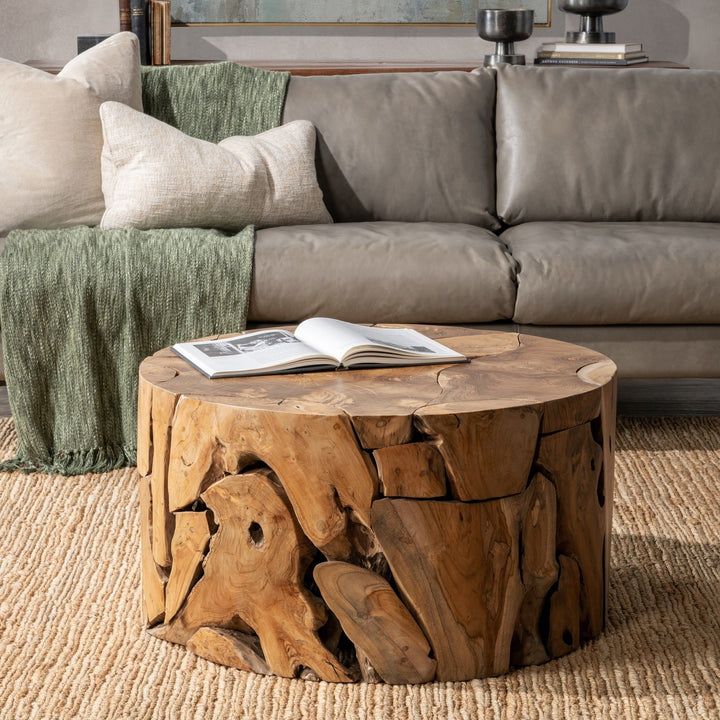 Rhea - Solid Wood Round Coffee Table - Natural