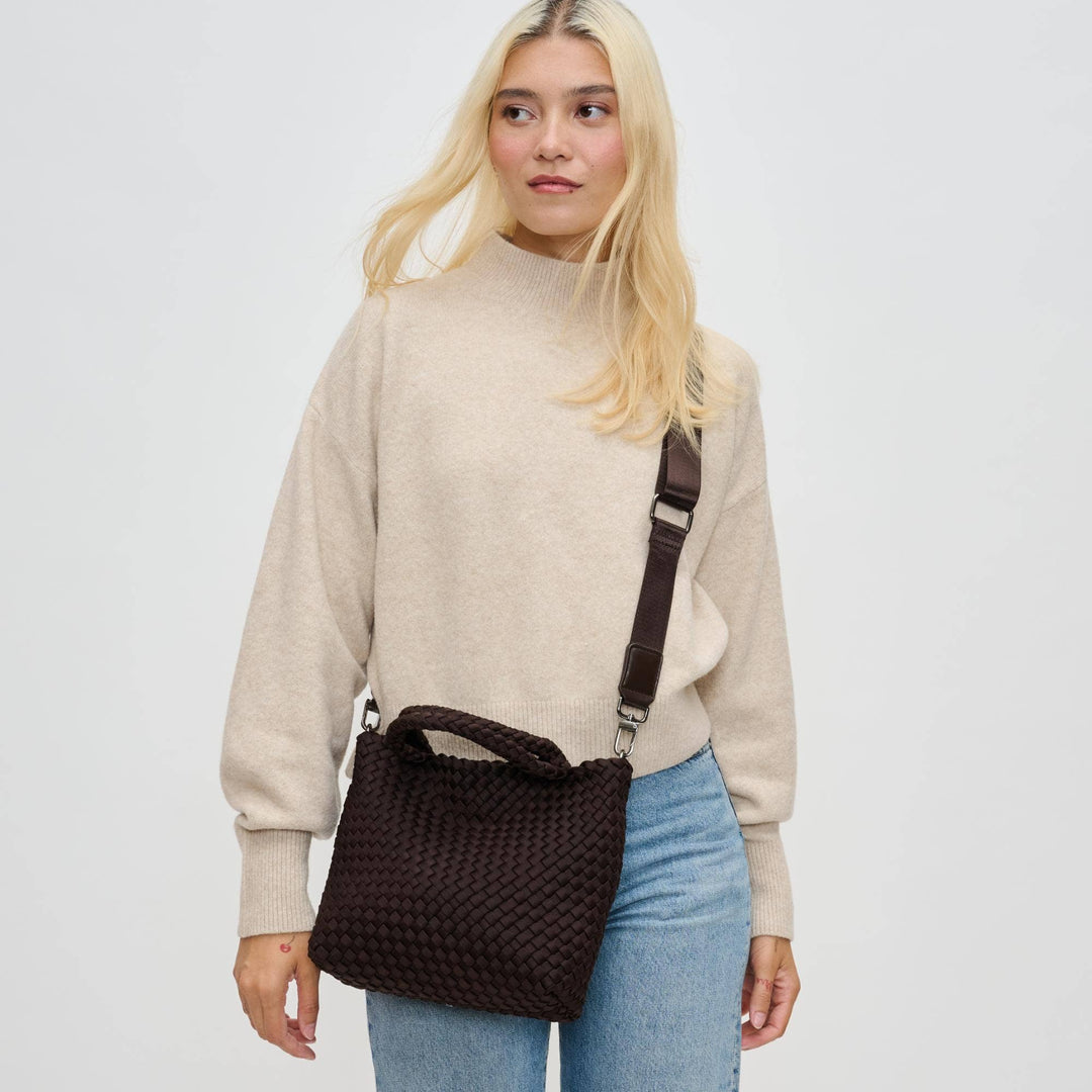 Sky's The Limit - Small Woven Neoprene Crossbody: Sand Black