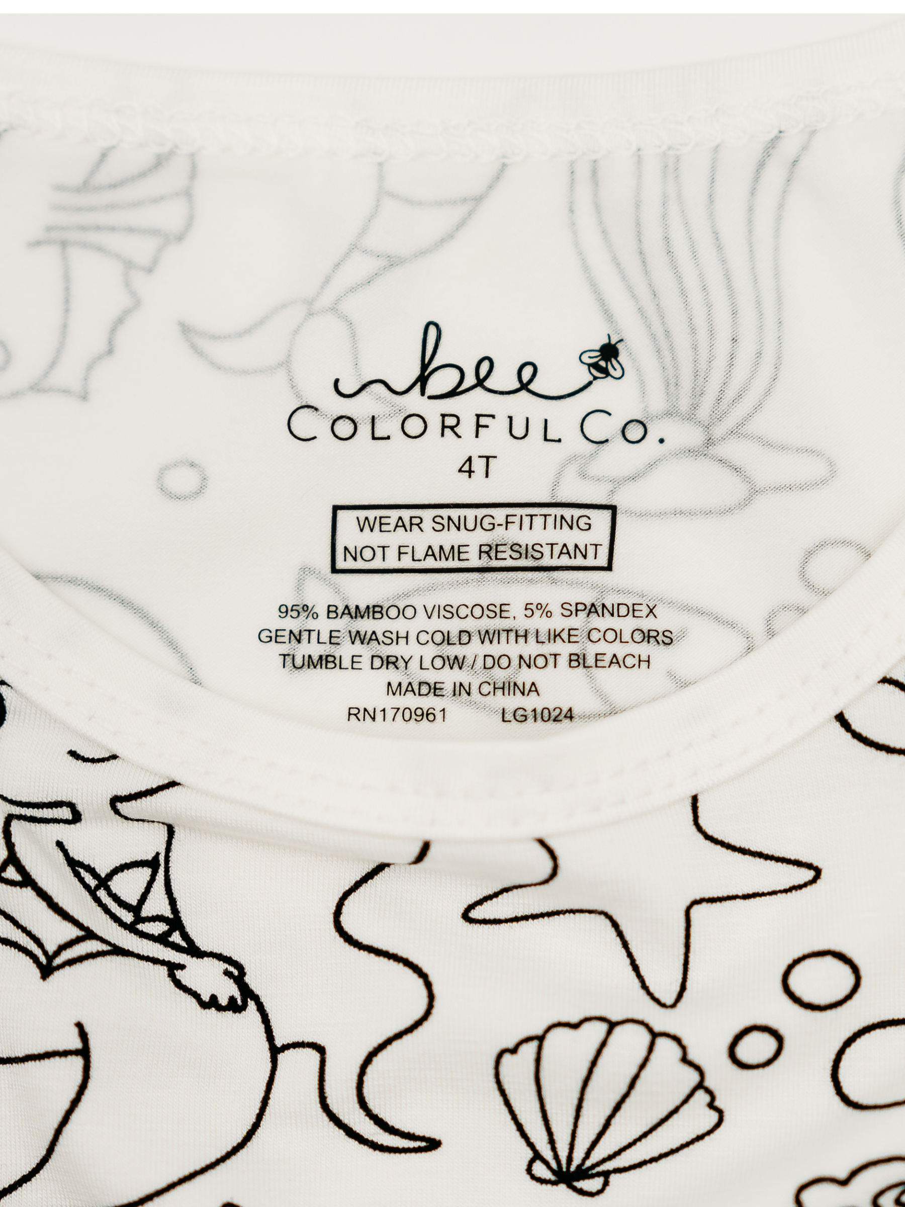 Mermaid Coloring Pajamas 2 piece set made from Bamboo: 2T