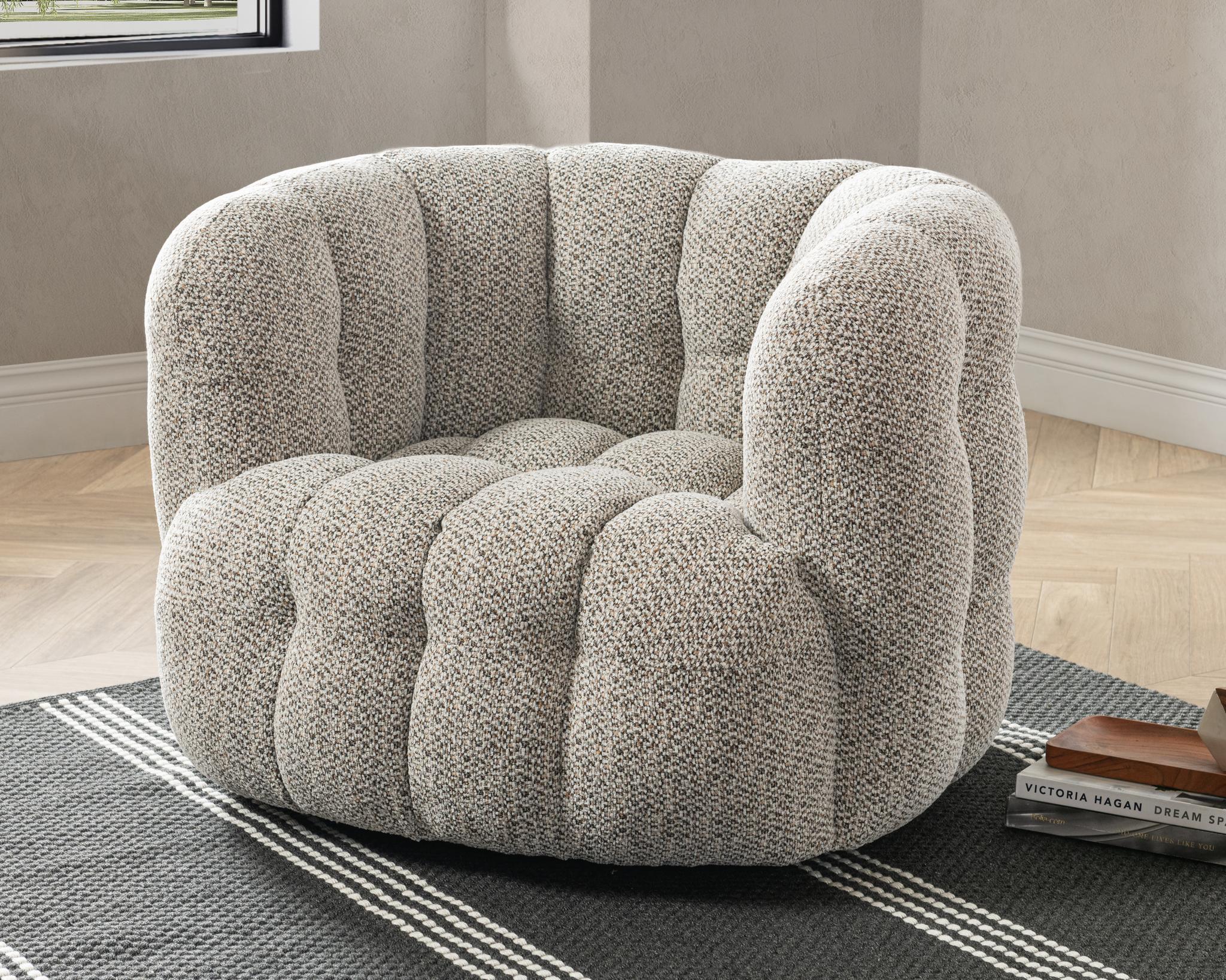 Walter - Upholstered Swivel Chair - Heathered Gray