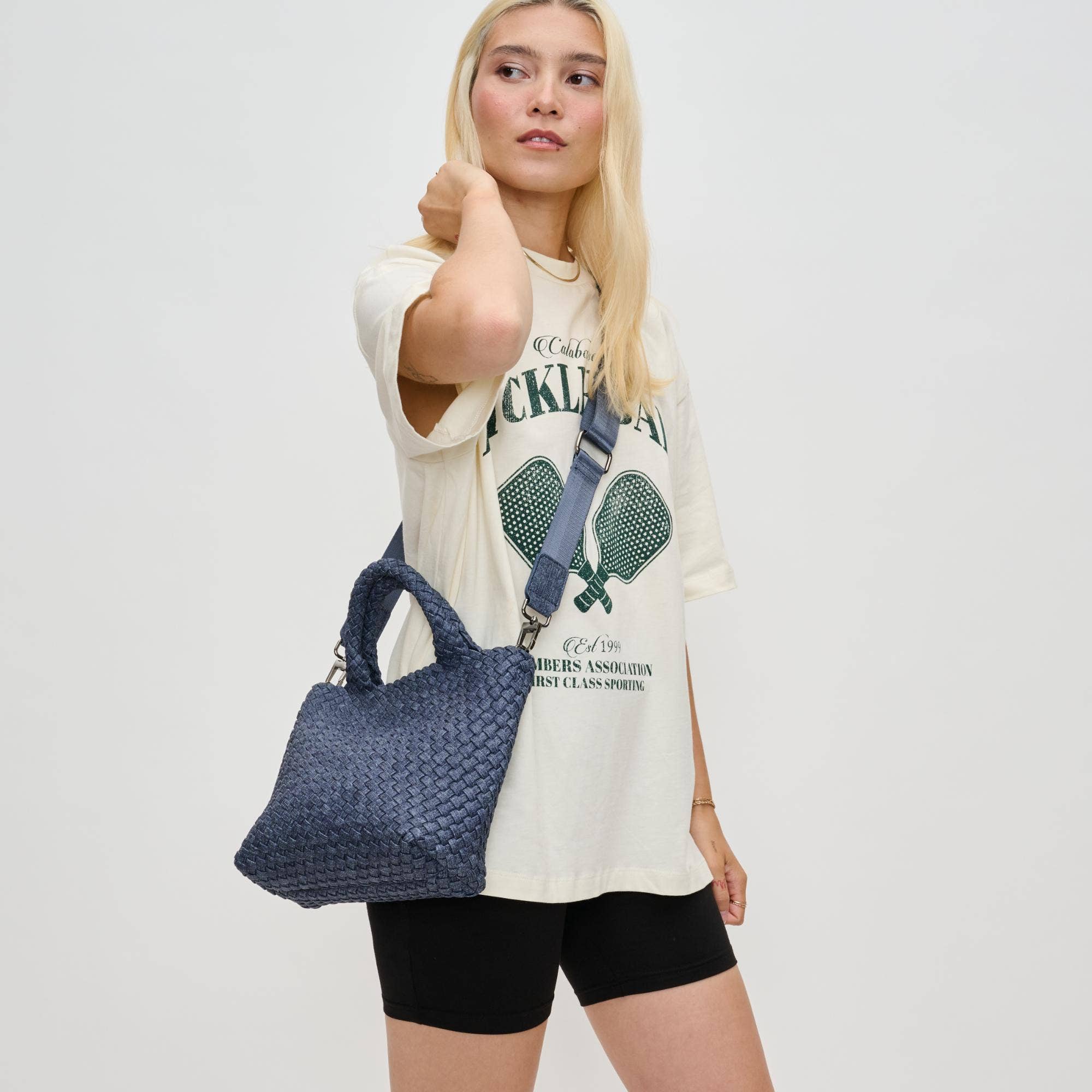 Sky's The Limit - Small Woven Neoprene Crossbody: Sand Black