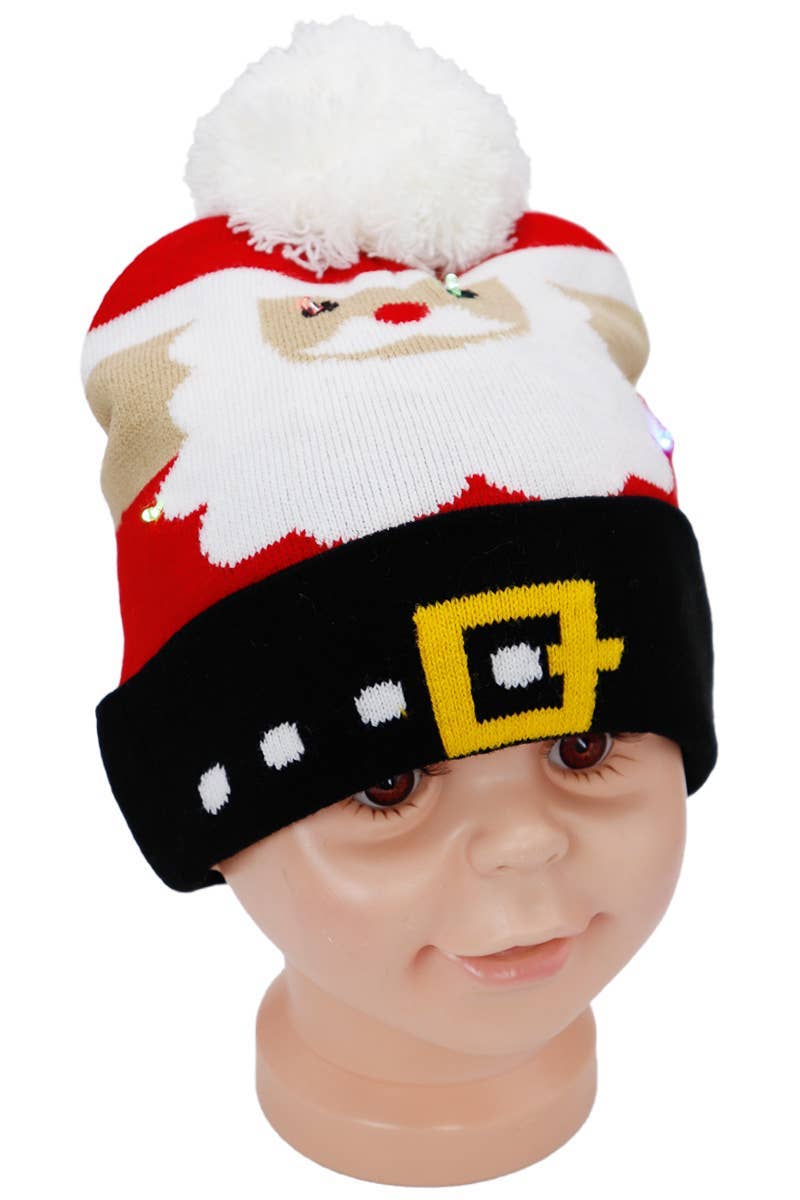 Big Kids Christmas Led Light-up Single Pom Beanie: ASSORTED / ONE SIZE