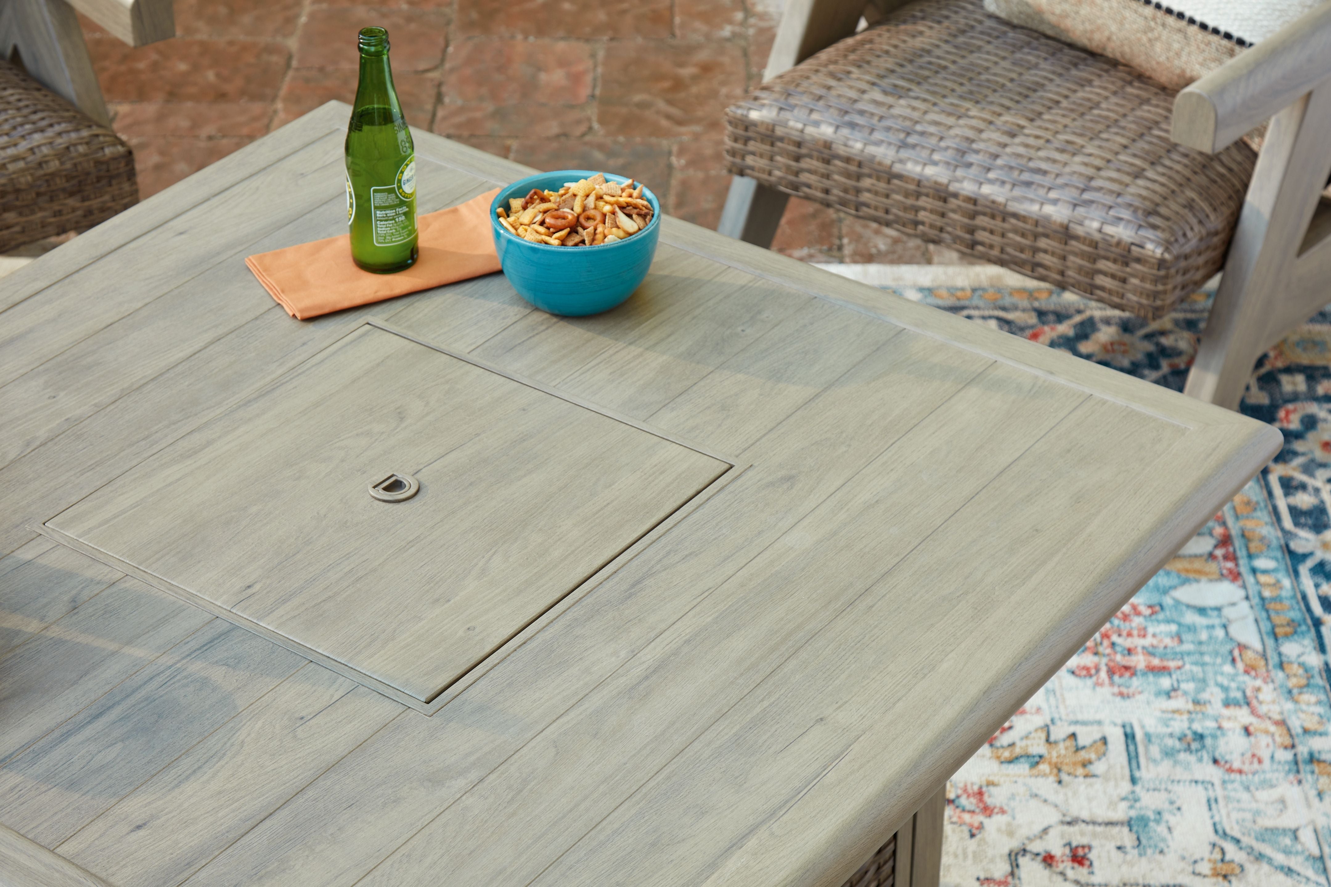 Cliff Trails - Square Fire Pit Table - Beige