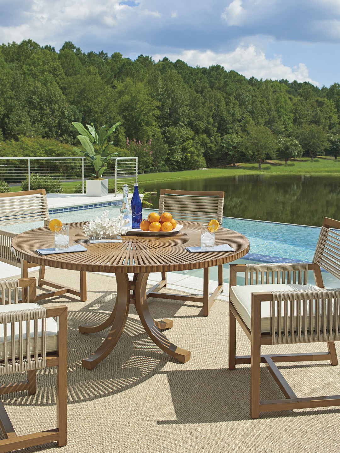 St Tropez - Round Dining Table - Light Brown