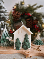 Santa House candle: Green+white