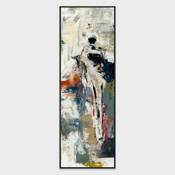 Solo I - 24" x 72" Painting Art by Buddy Whitlock - Dark Gray & Beige