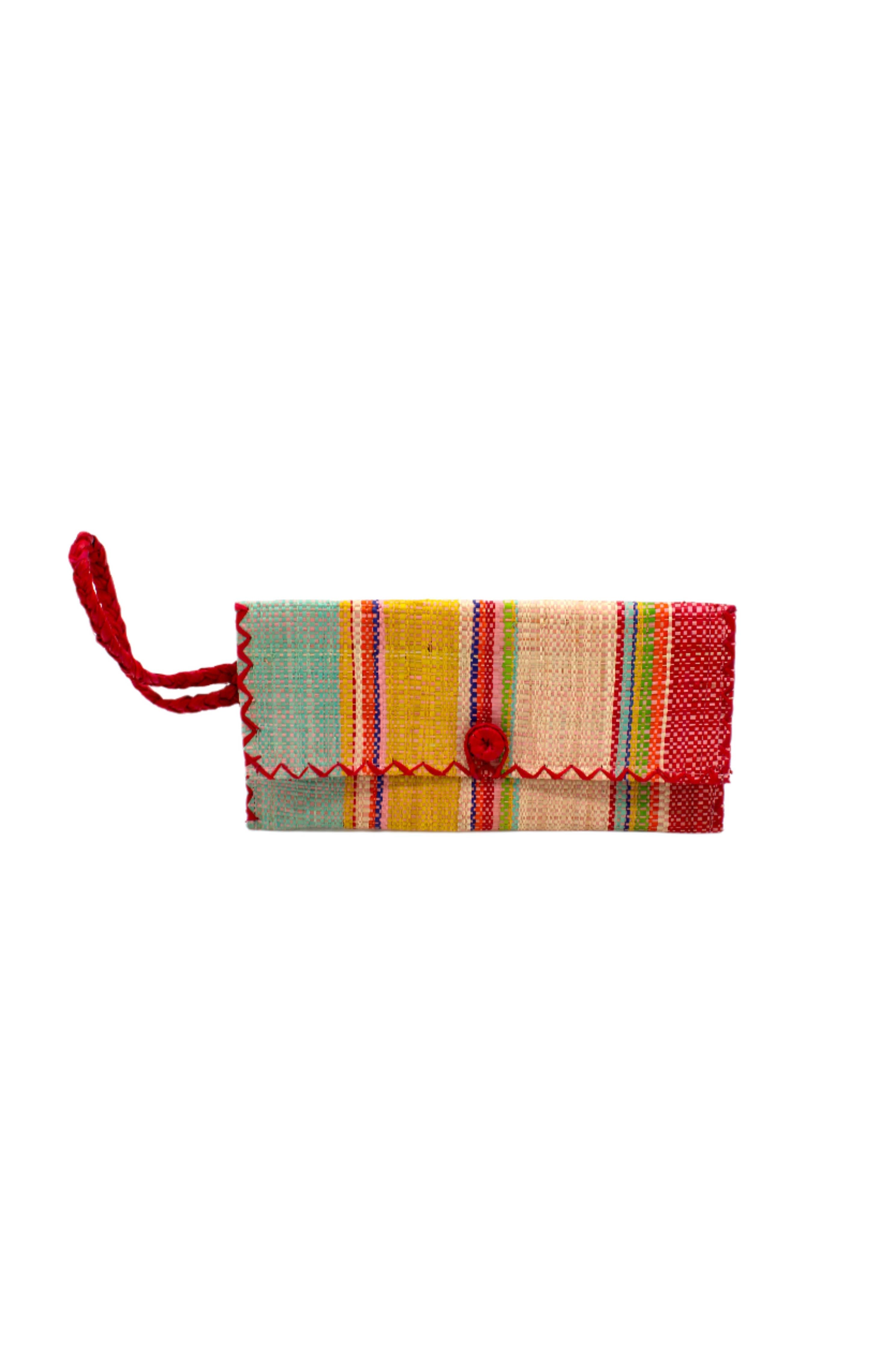 ChiChi Straw Clutch Wristlet Bag: Teal