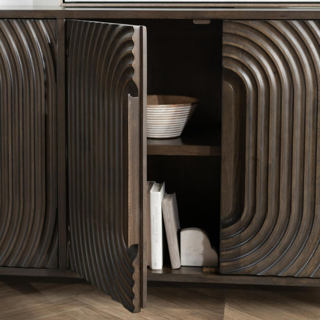 Colson - Mango Wood 4 Door Cabinet - Coffee Brown