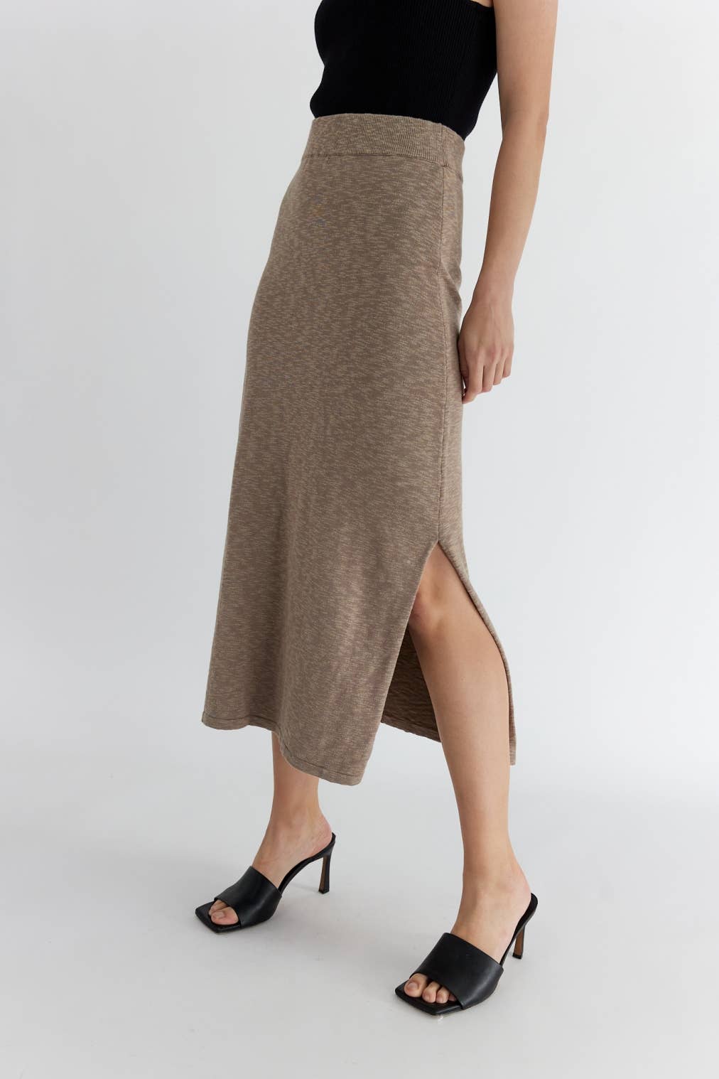 The Rosey Skirt | Midi Skirt with Side Slit: BLACK / SMALL