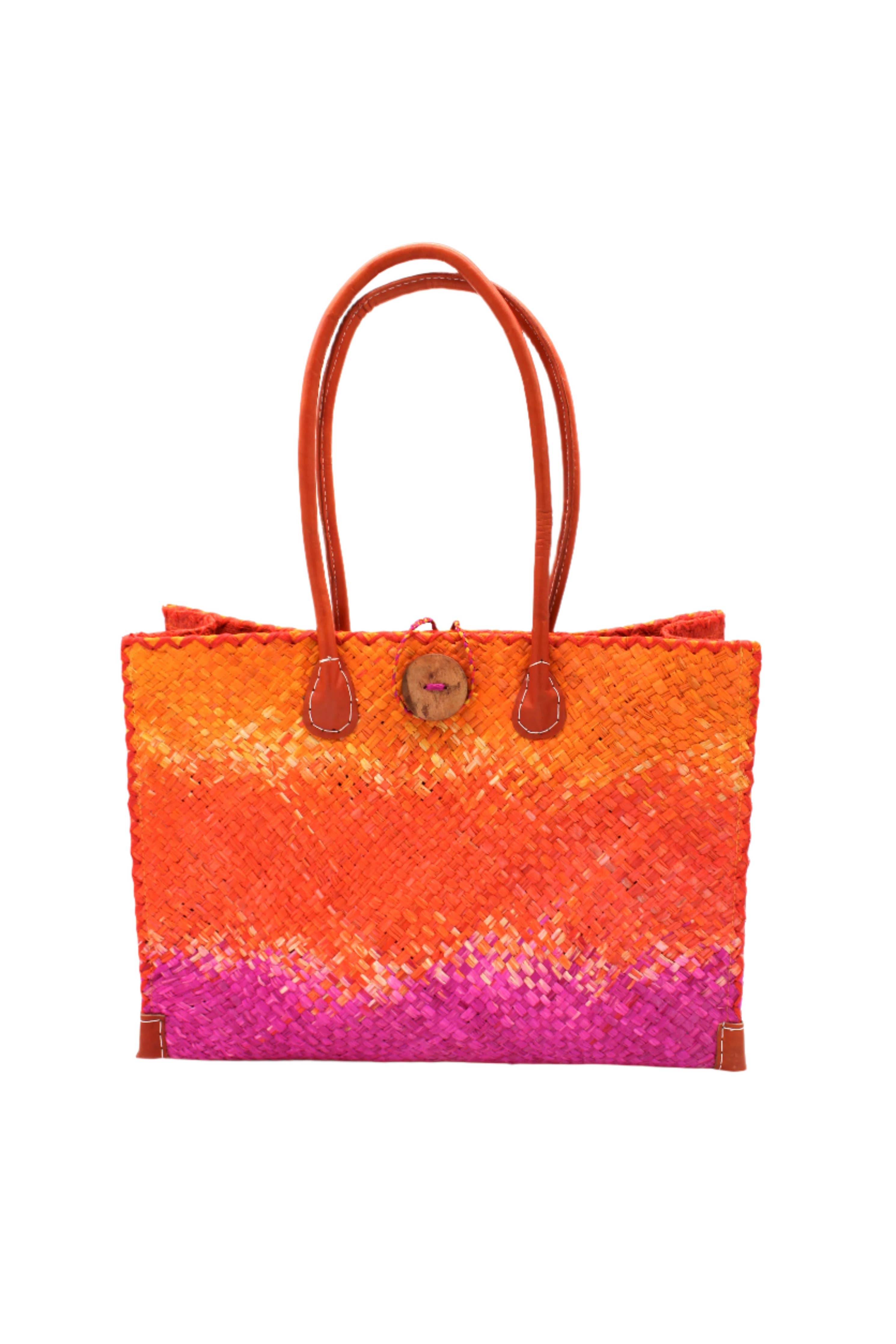 Zafran Holden Ombre Straw Beach Bag: Large / Black & Grey
