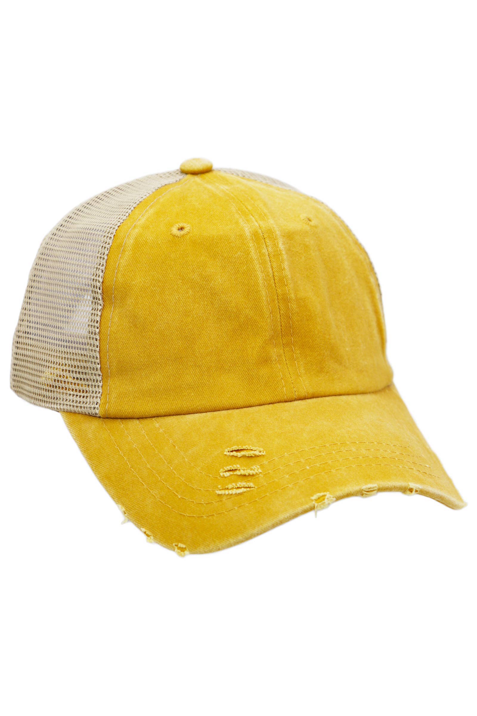 Two Tone Distressed Garment Dye Unstructured Trucker Hat