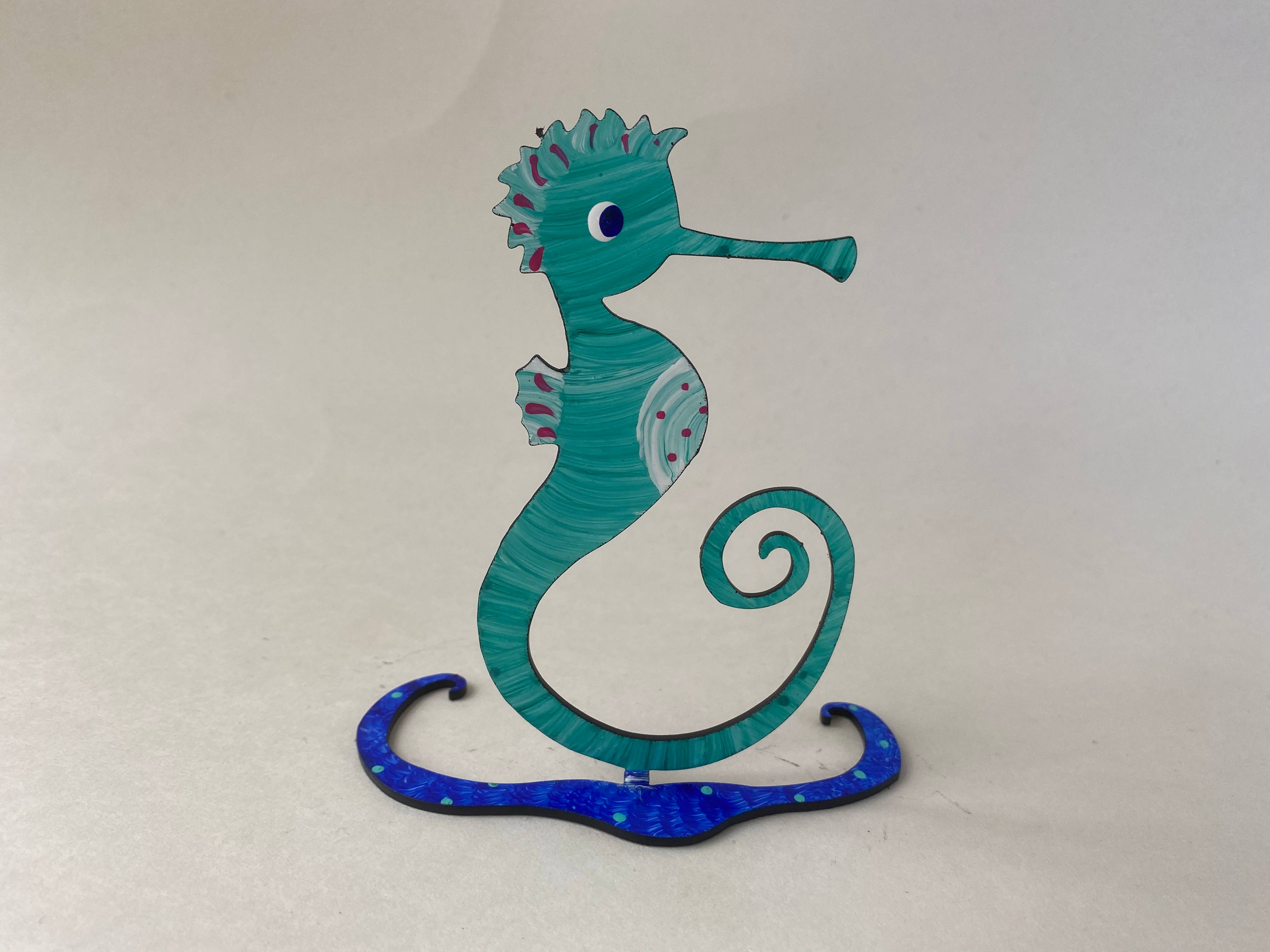 Seahorse Sculpture - Hand Painted - Small - Photo Holder