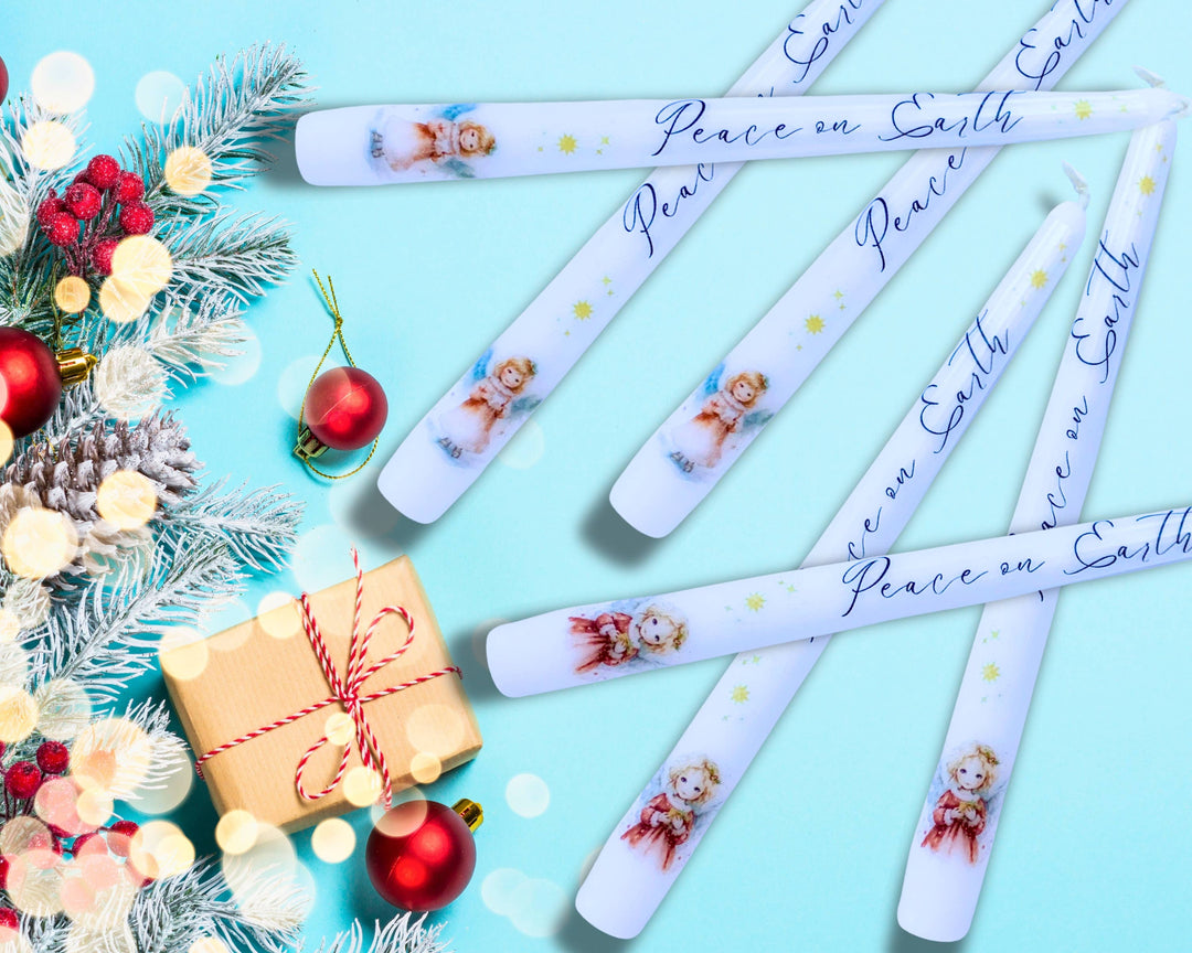 Peace on Earth Angel Taper Candles, Christmas Candle