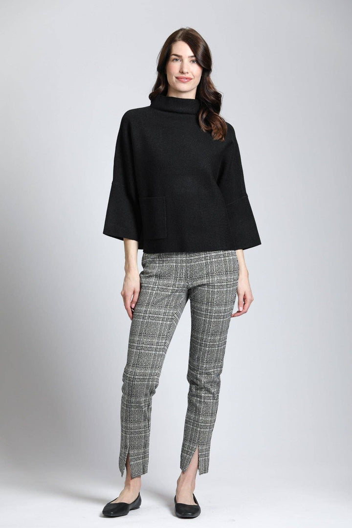 Funnel Neck Sweater With Patch Pocket: BLACK / M