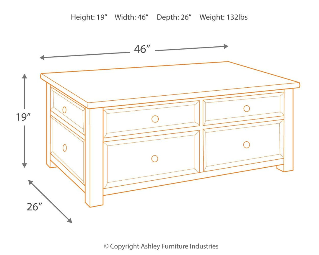 Tyler Creek - Grayish Brown / Black - Lift Top Cocktail Table