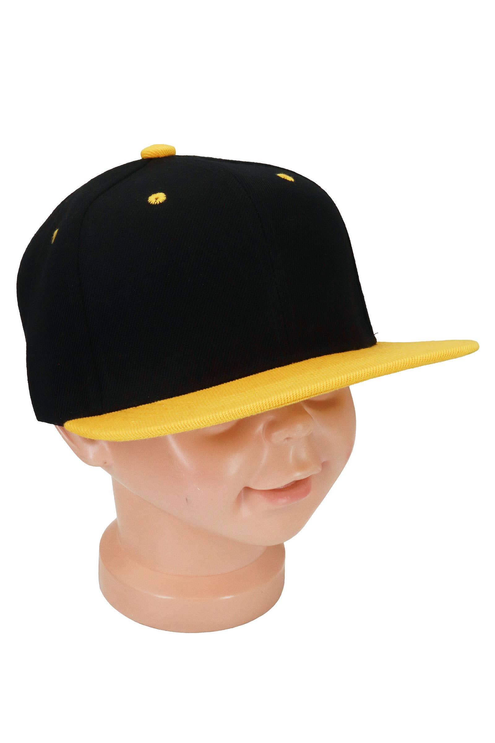 Kids Two Tone Blank Snapback Flat Brim Cap