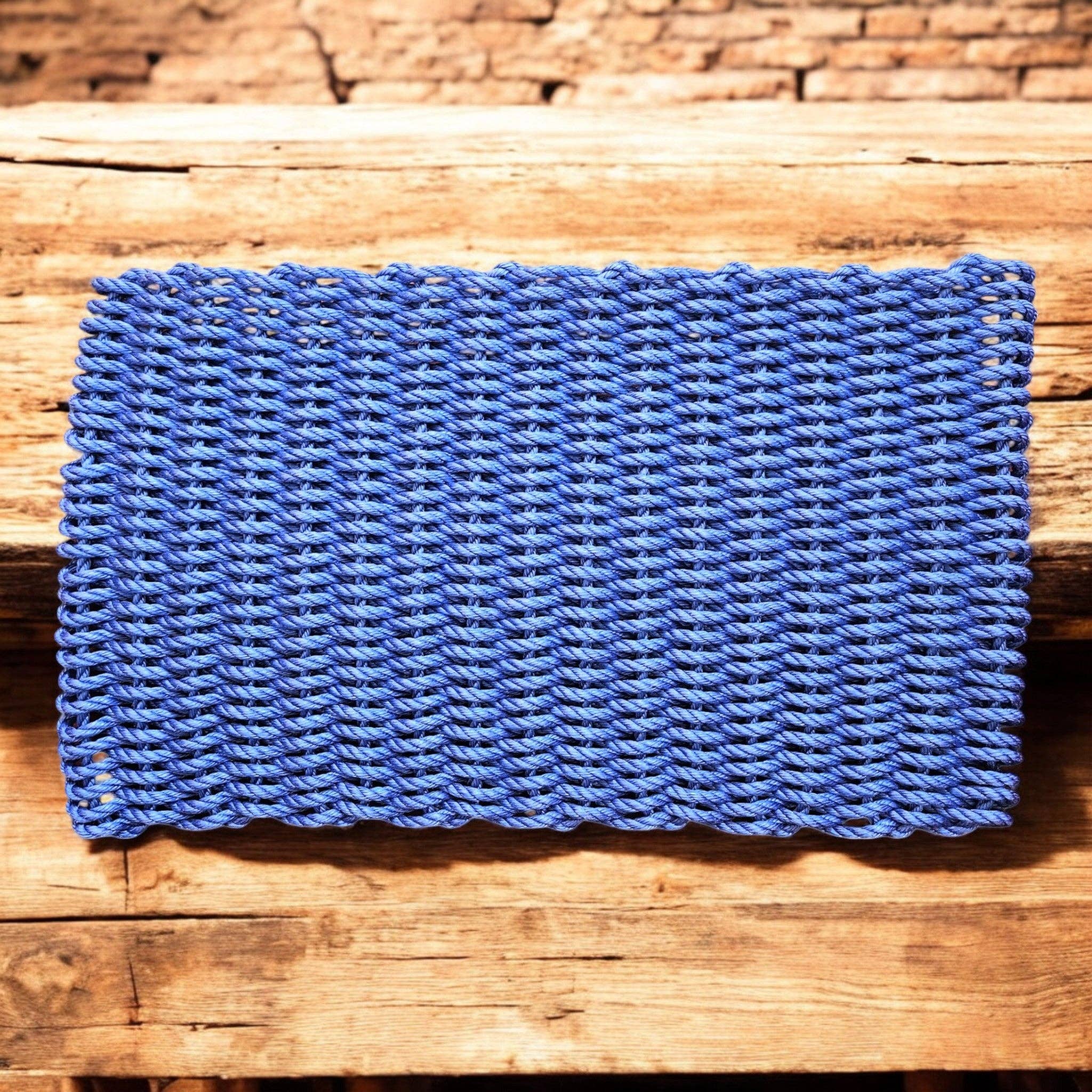 966 The "Original" Handcrafted Woven Maine Lobster Rope Door Mat, Solid Color Selections: Navy #805 / Small 18" x 30"