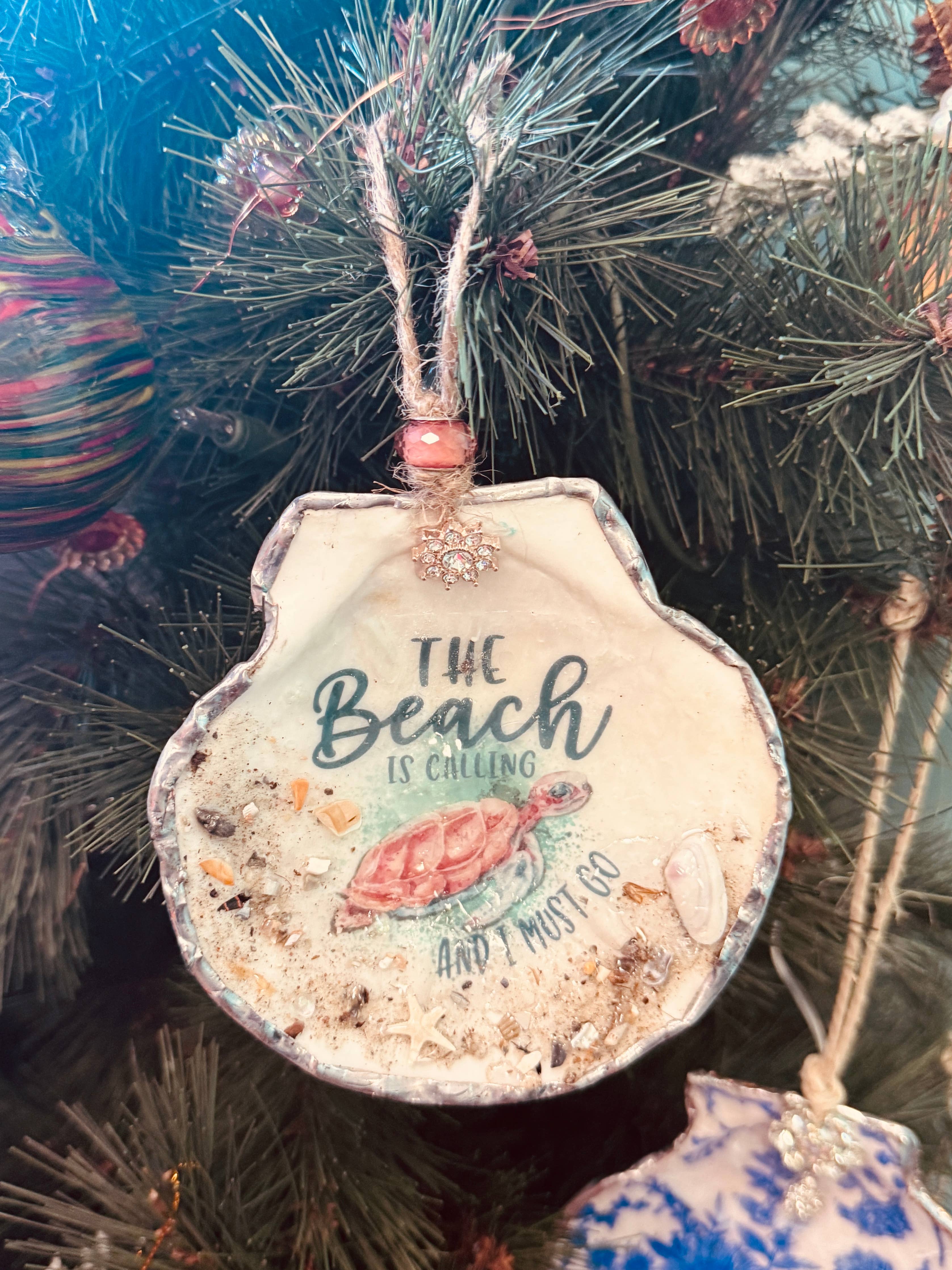 "The Beach is Calling" Sea Turtle Ornament