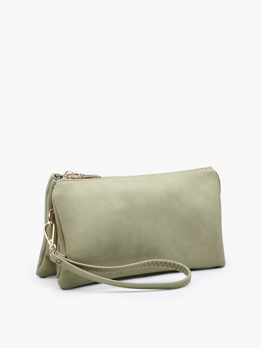 M013 Riley Monogrammable 3 Compartment Crossbody/Wristlet: Burnt Coral