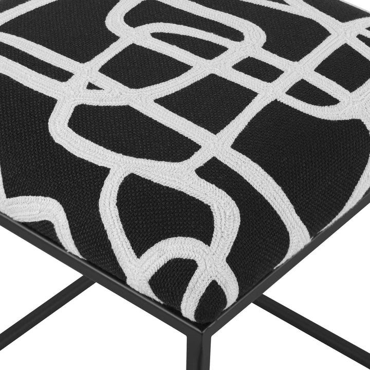 Twists And Turns - Fabric Accent Stool - Black