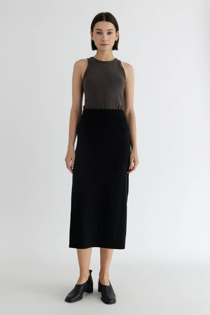 The Rosey Skirt | Midi Skirt with Side Slit: BLACK / MEDIUM