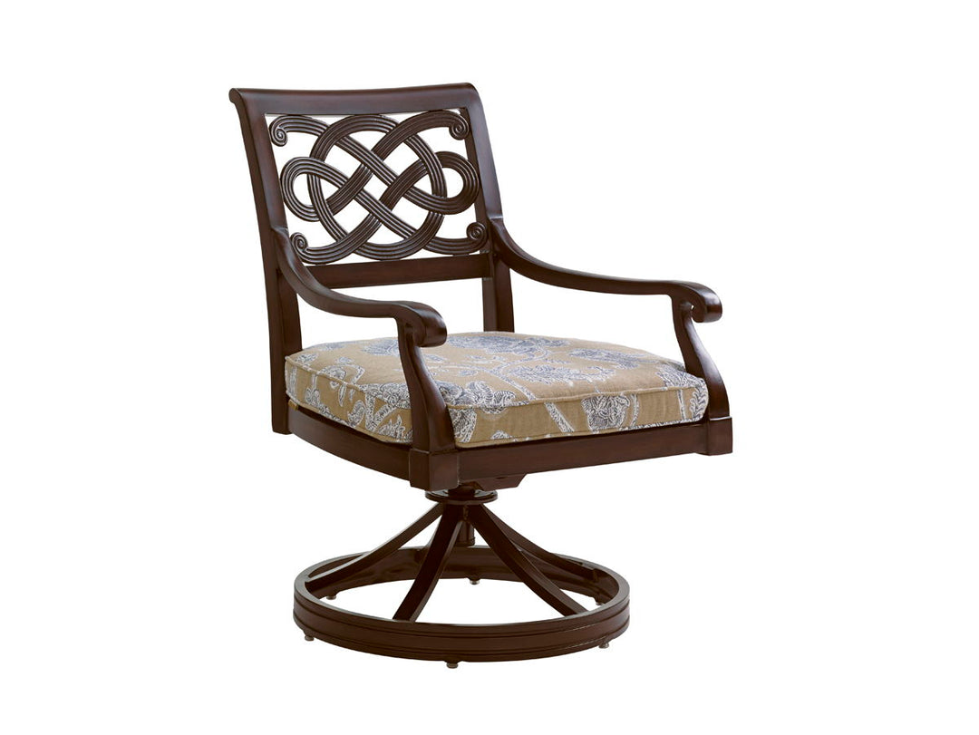 Royal Kahala Black Sands - Swivel Rocker Dining Chair - Dark Brown