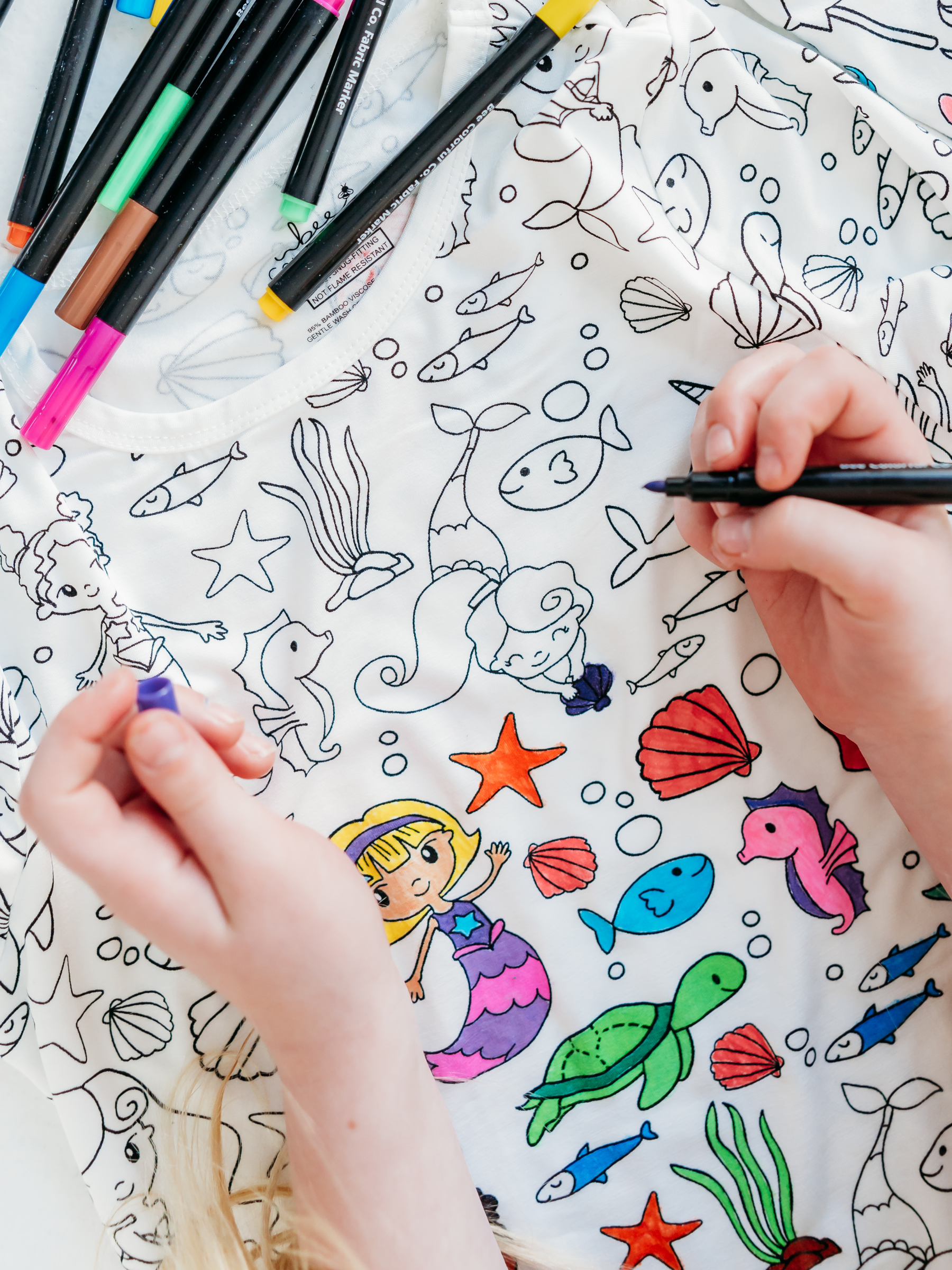 Mermaid Coloring Pajamas 2 piece set made from Bamboo: 3T