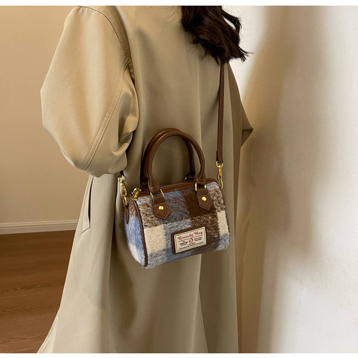 VINTAGE PLAID CASUAL SHOULDER BAG_CWAB1550: Green / (OS) 1