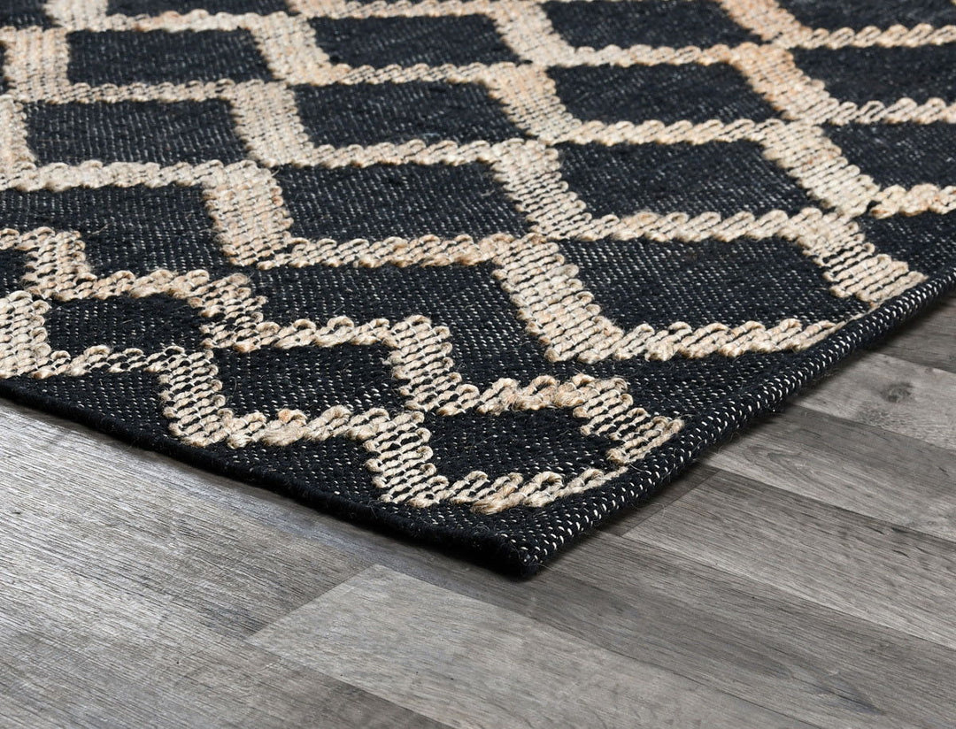 Pure Desert - 1' x 1' Gobi Rug - Black / Natural