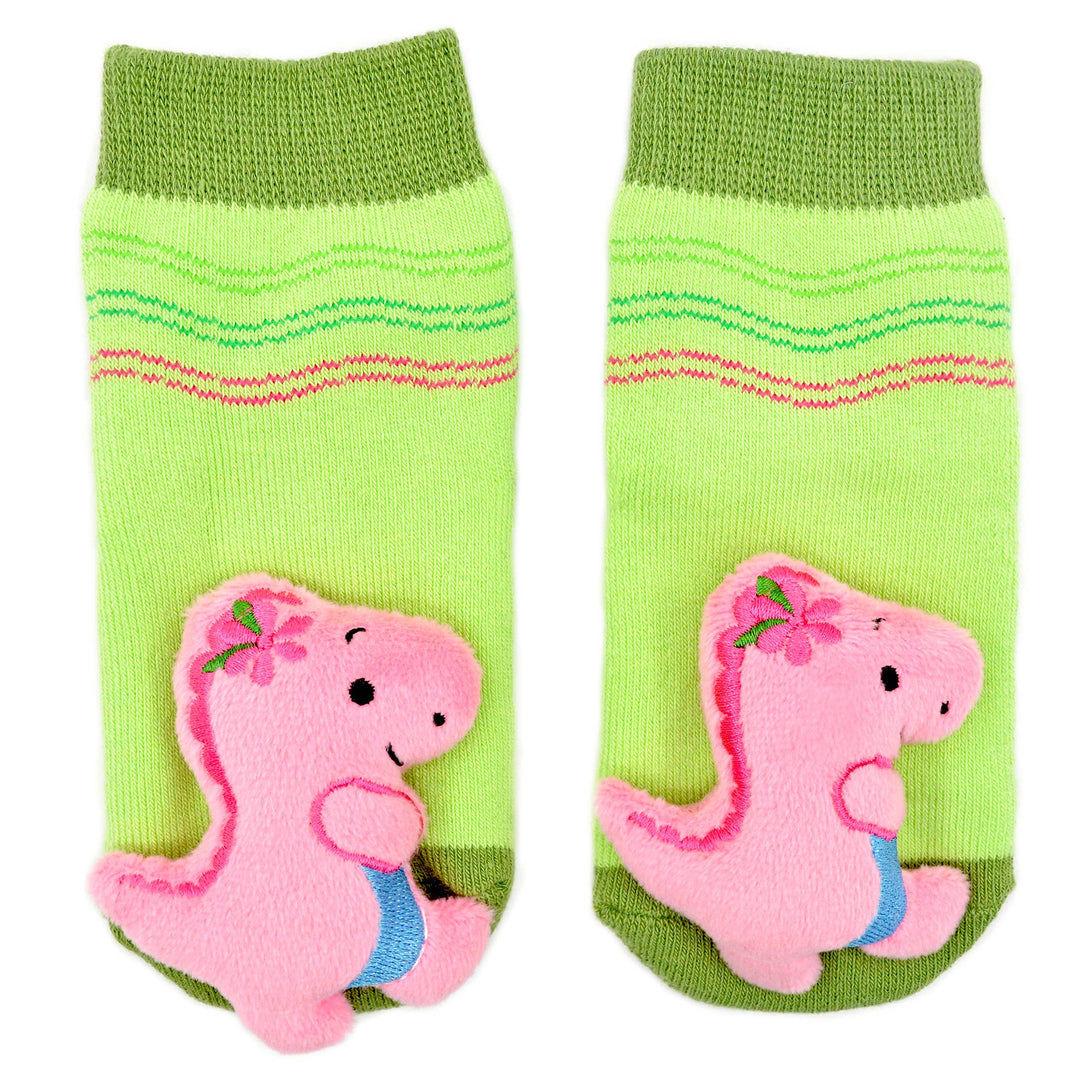 Pink T-Rex Boogie Toes - Baby Rattle Socks: 1 - 2 Y