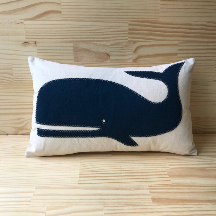 14x21" Ollie the Navy Whale lumbar pillow