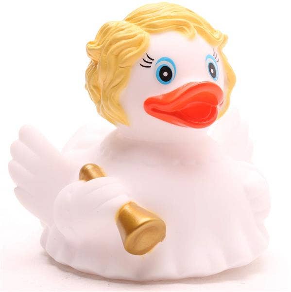Bath duck angel with blond hair - rubber duck