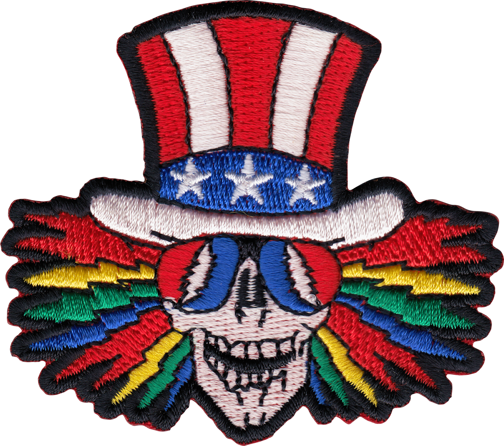 Patch - Skull - Uncle Sam Rainbow-Colored Hair Hippie 1960s
