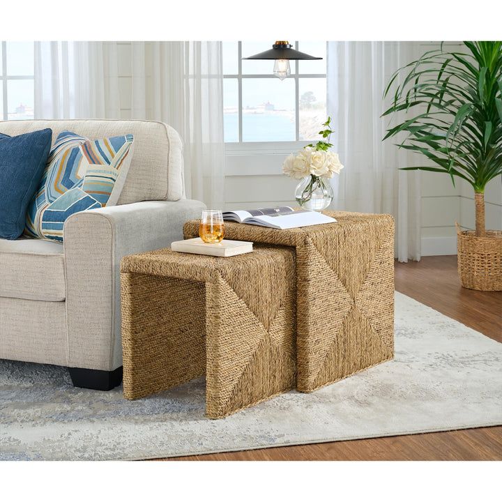 Rosalie - Woven Nesting Tables - Light Brown