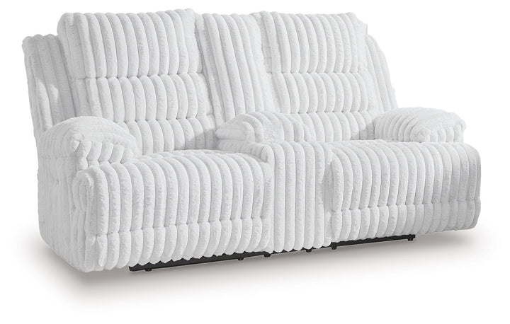 Rhines Falls - Alloy - Double Reclining Power Loveseat With Console