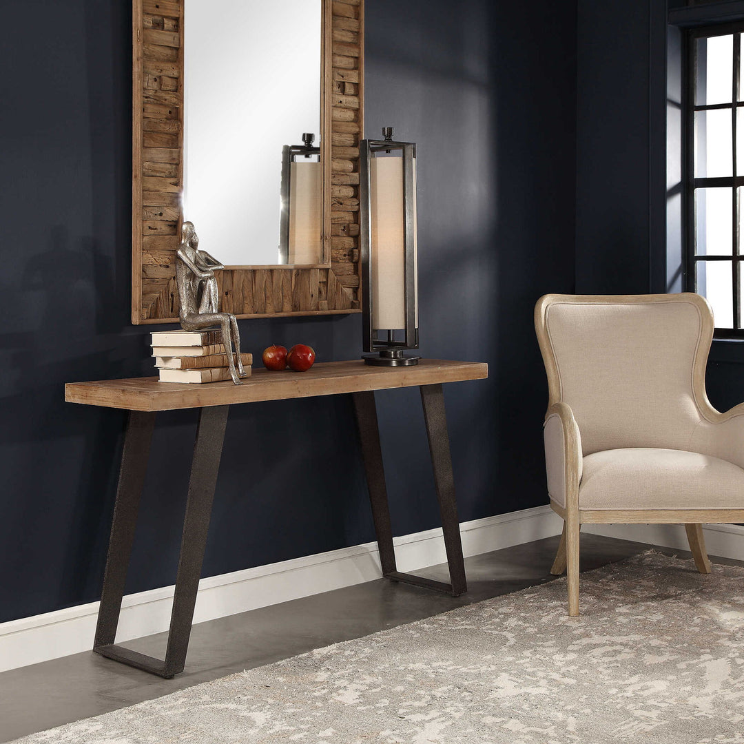 Freddy - Weathered Console Table - Light Brown & Black