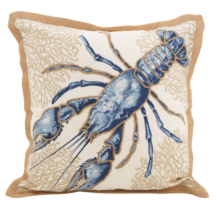 Lobster Pillow - Down Filled: 20" / Navy Blue / Down Insert