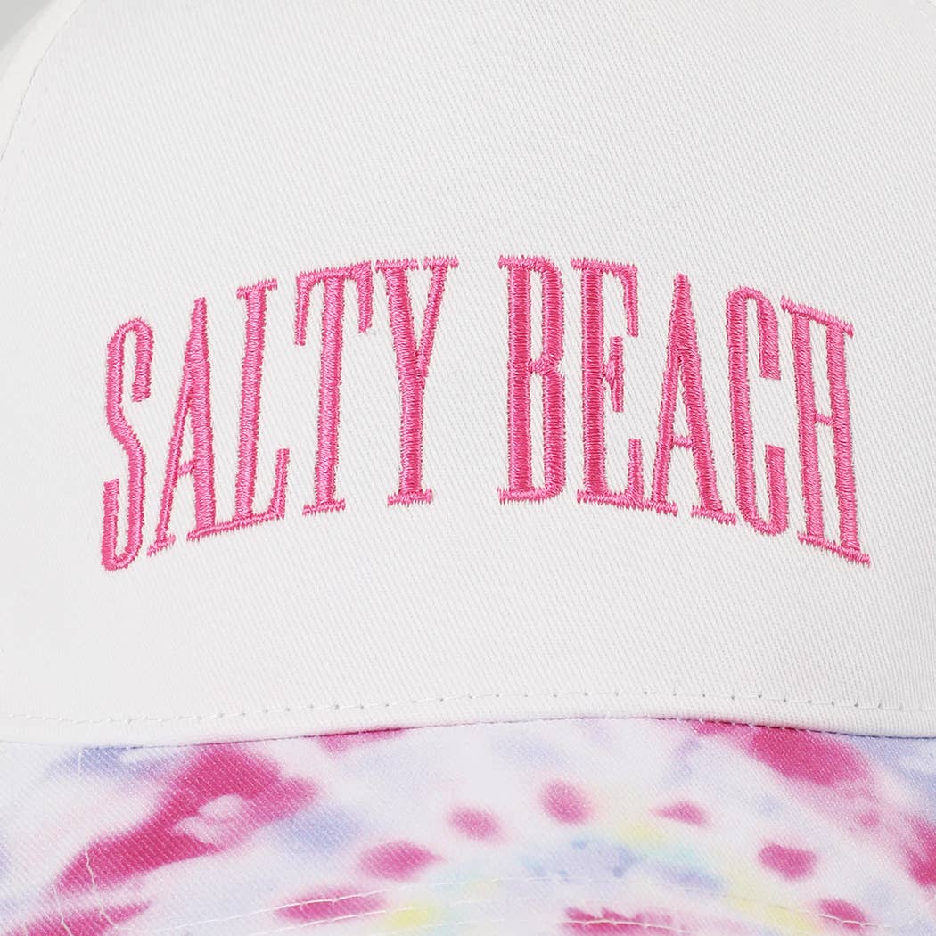 SALTY BEACH Embroidery Tie Dye Pattern Trucker Hat