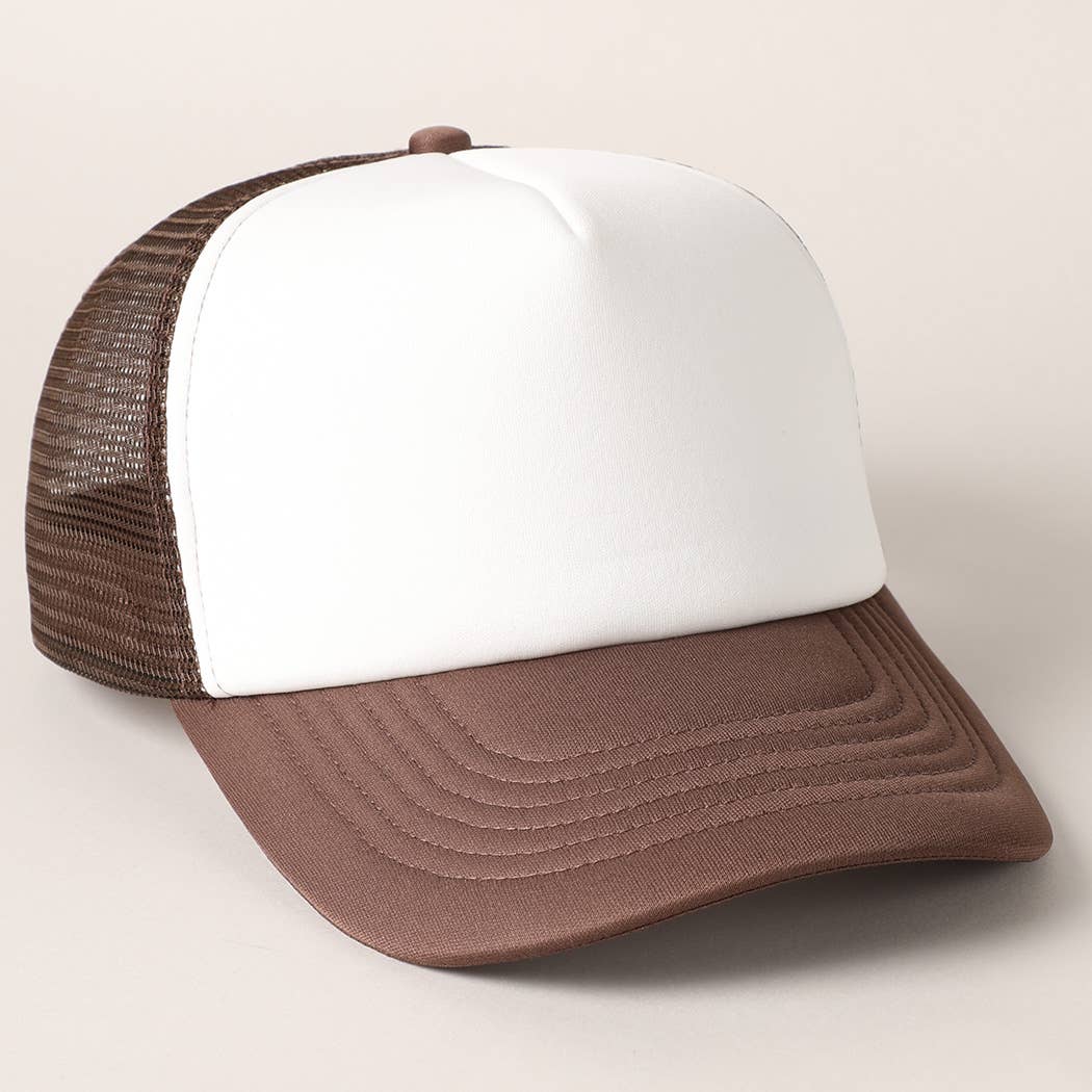 White Foam Front Colored Mesh Back Trucker Hat