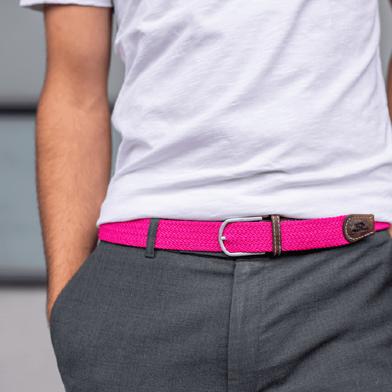 Fuchsia pink elastic braided belt: Size 1